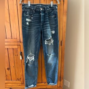 American Eagle Outfitters Ripped Dark Blue Boyfriend Jeans